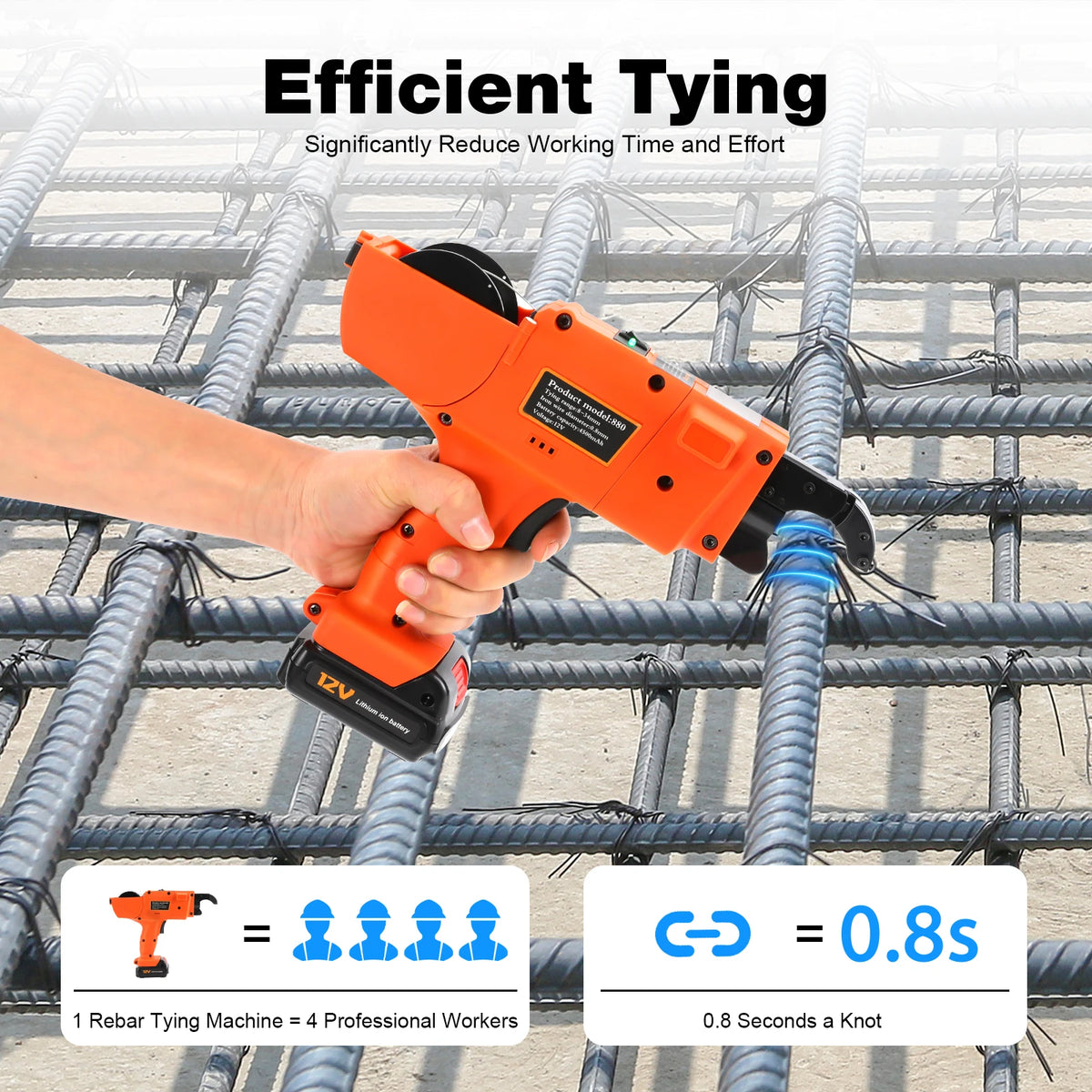 Automatic Rebar Tier Binding Machine 12V Handheld Electric Tying Tool
