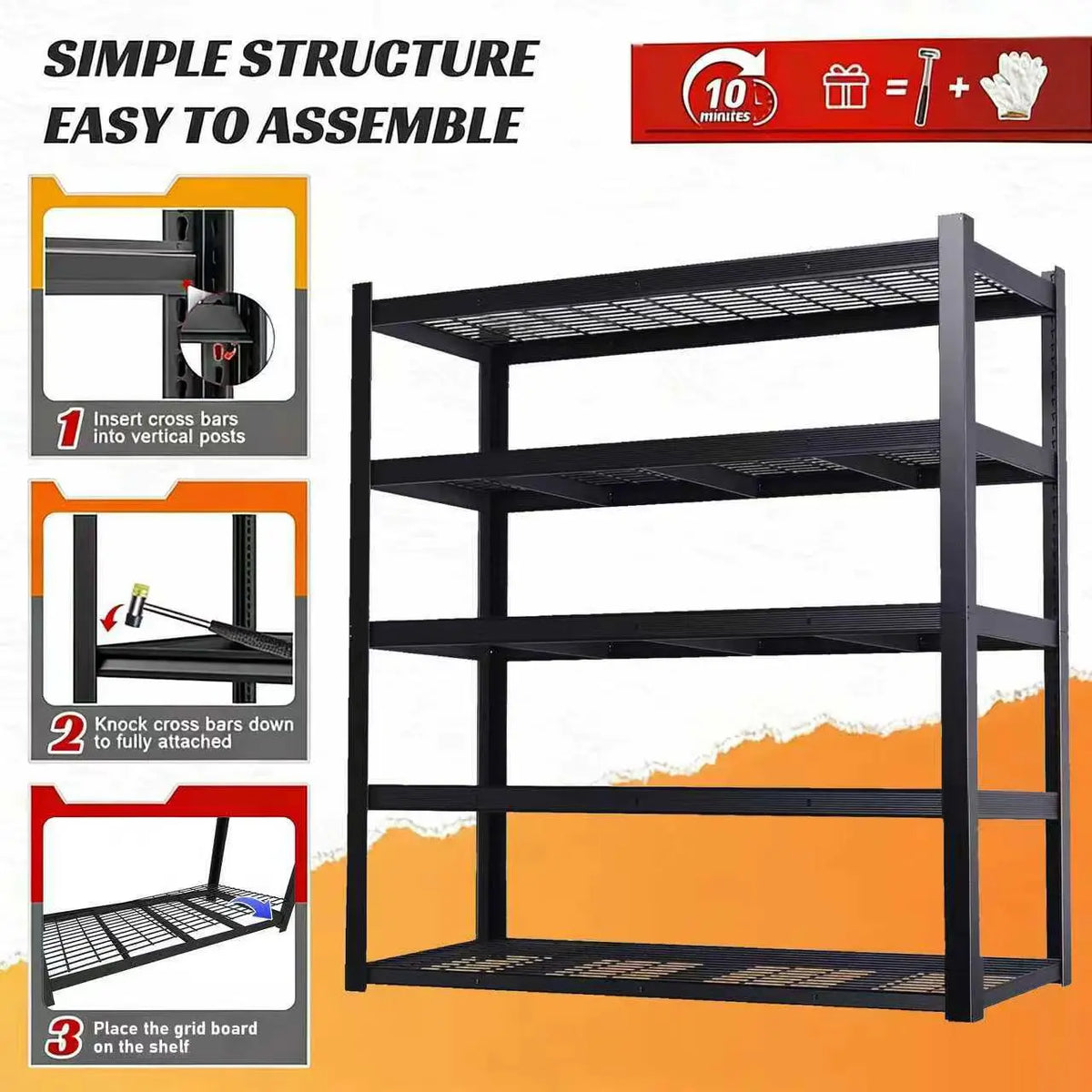 Sarenzoon Adjustable Metal Commercial Storage Rack Shelving