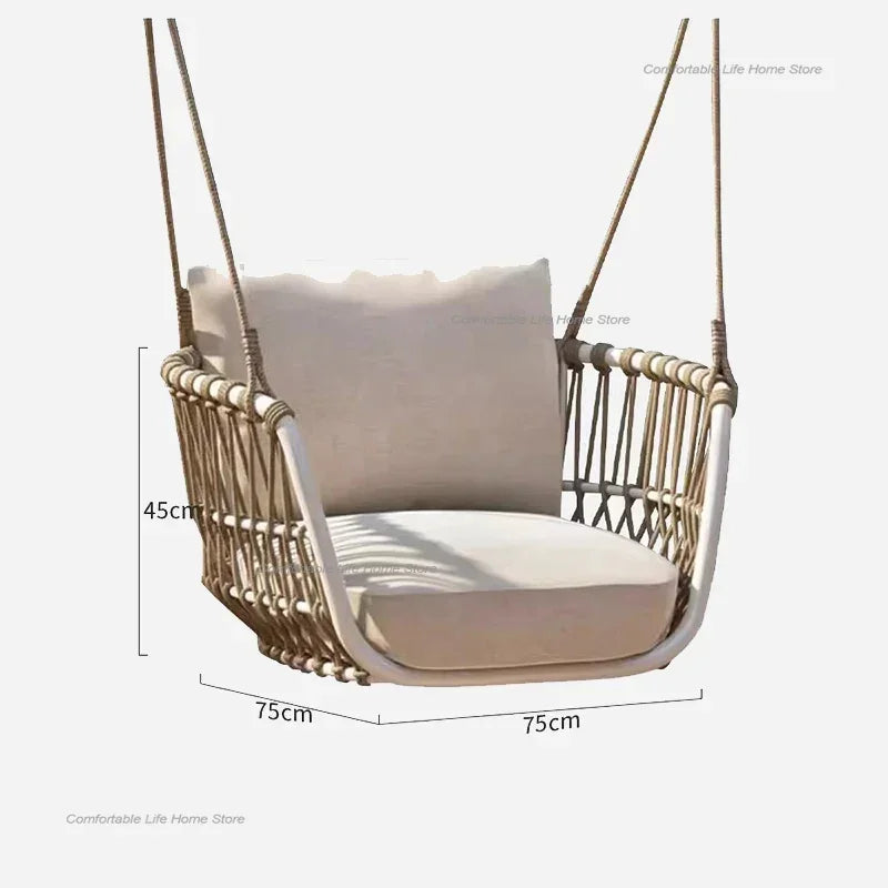 Outdoor Hanging Swing Chair Patio Luxury Rocking Metal Frame