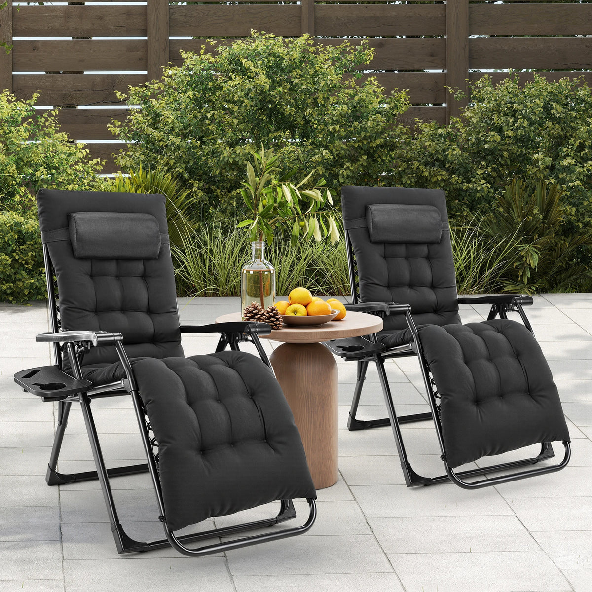 JHK Zero Gravity Recliner Outdoor Folding Portable Lounge Chair With Cup Holder
