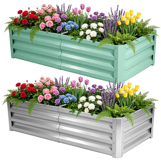 Modern Galvanized Metal Raised Garden Bed And Planter Box