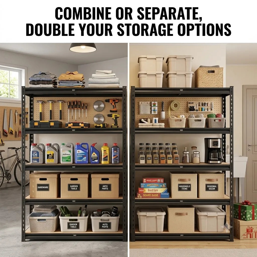 Adjustable Heavy Duty Five Tier Storage Rack With Wood Deck