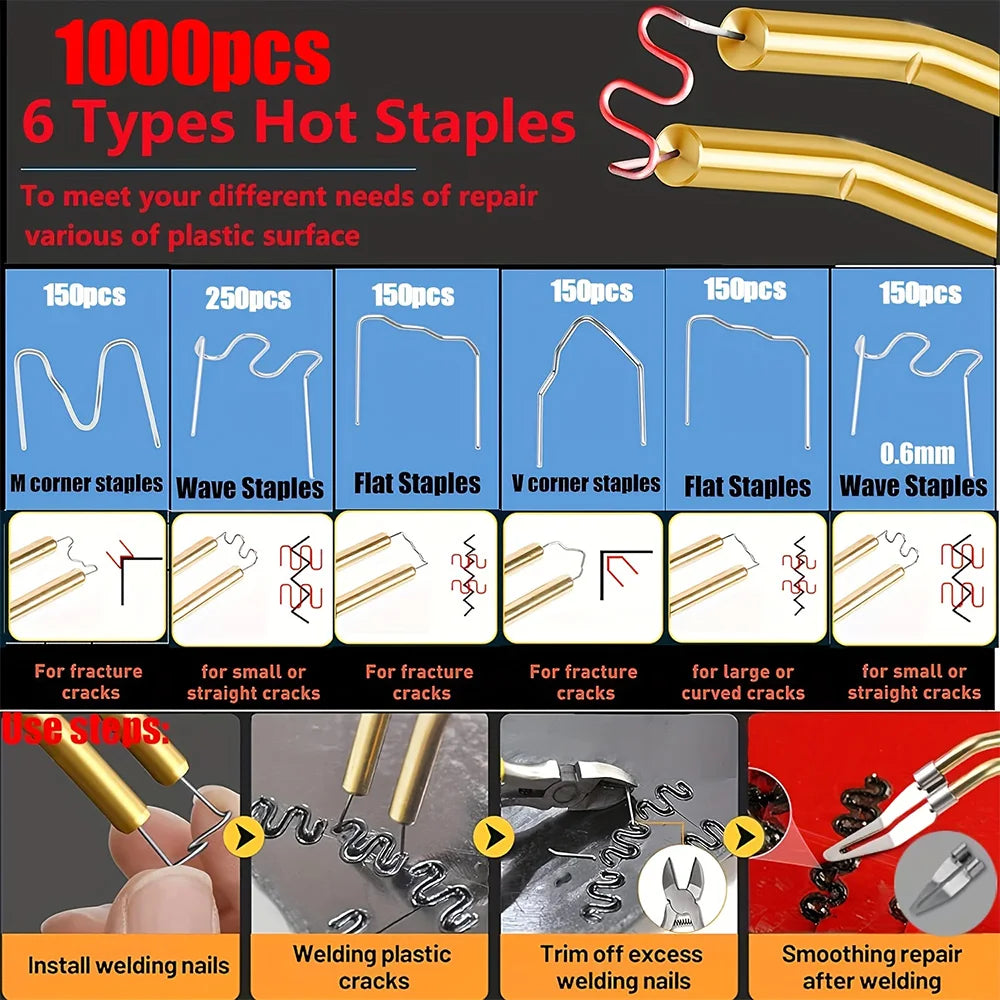 Plastic Welder 2in1 Repair Kit With Hot Staples