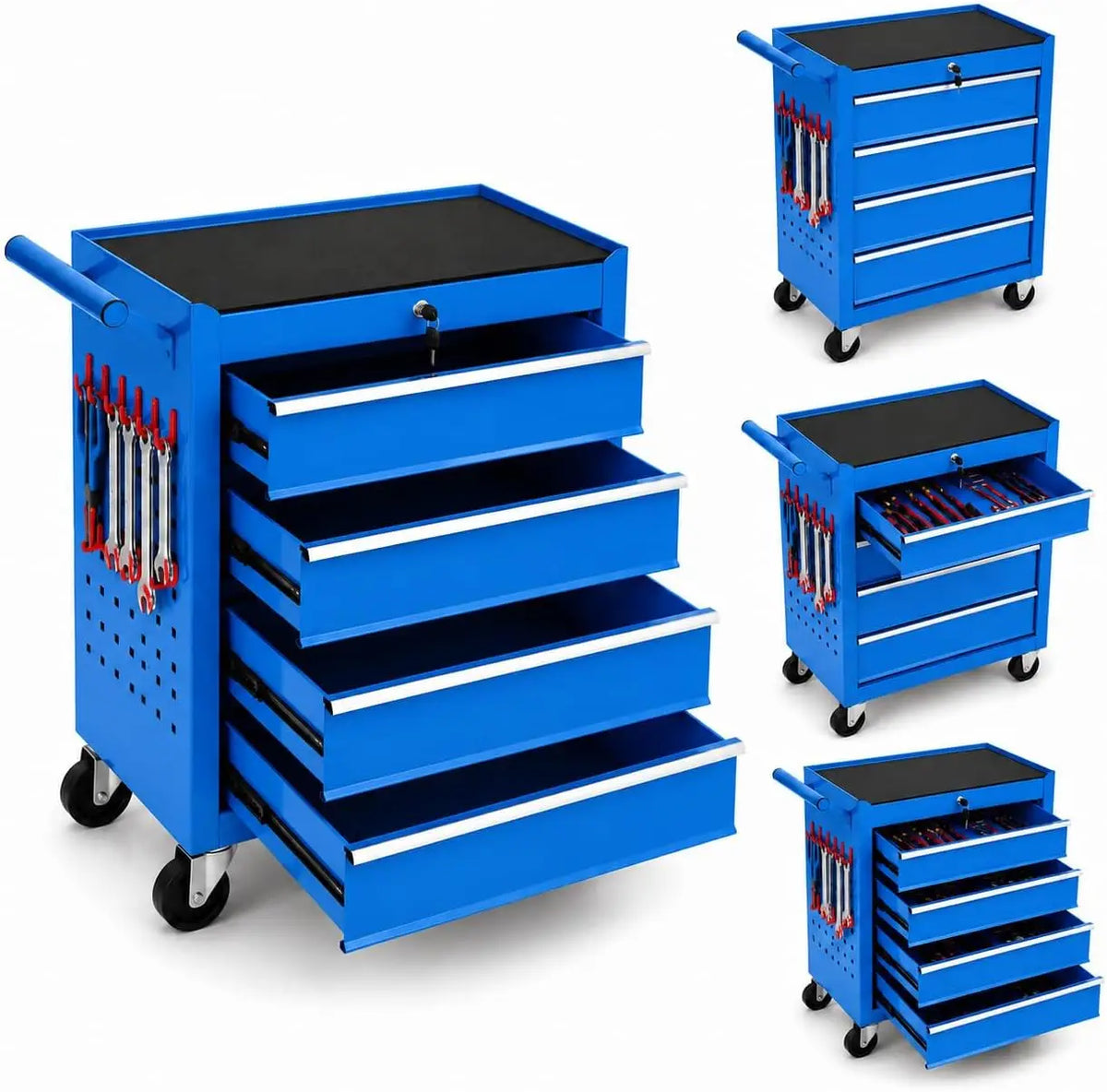Locking Rolling Tool Chest With Wheels 4 Drawer Cabinet Garage