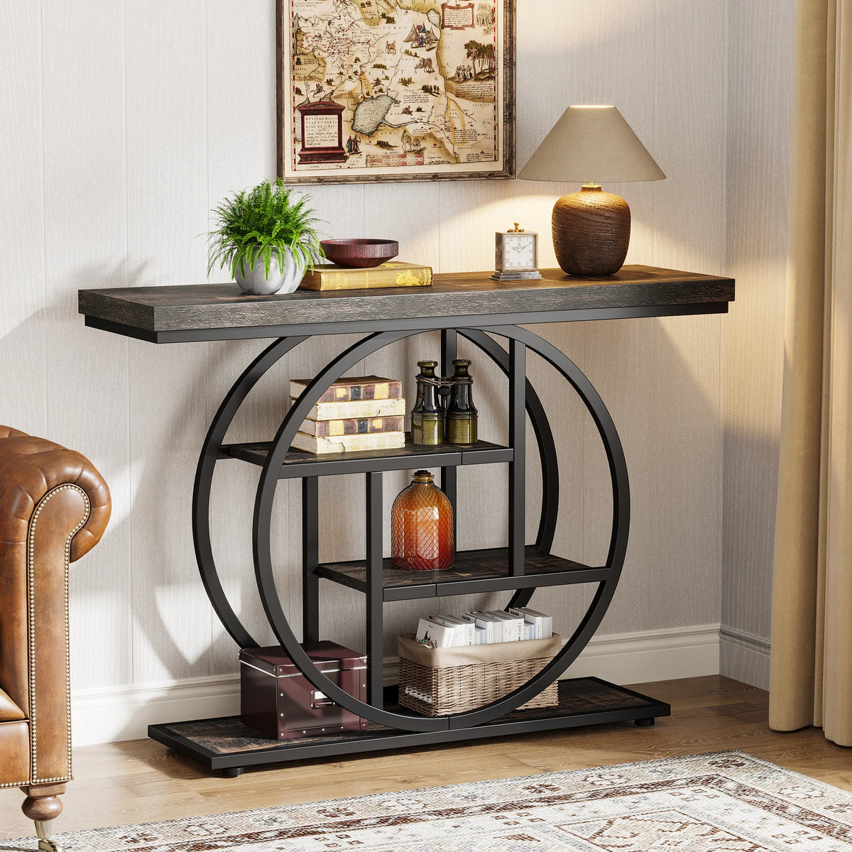 Tribesigns Industrial Four Tier Console Table with Storage for Entryway