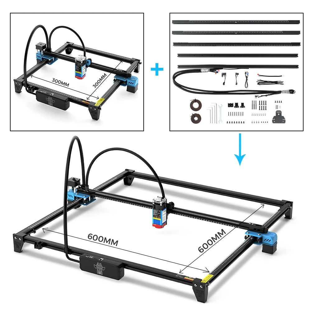 TwoTrees 600x600mm Laser Engraver 40W/80W TTS-55 PRO/TTS-10 PRO Metal Laser Engraving Machine Wood Leather Cutting Machine