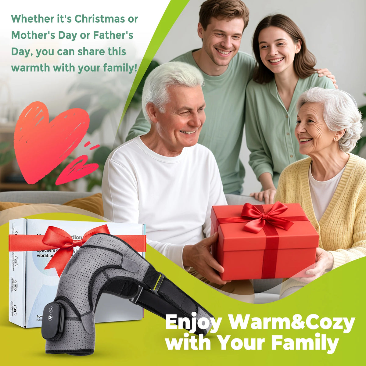 Hailicare Cordless Heated Shoulder Wrap Massager For Pain Relief