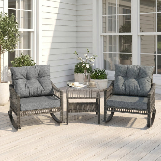 Outsunny 3 Piece Outdoor PE Rattan Patio Conversation Set