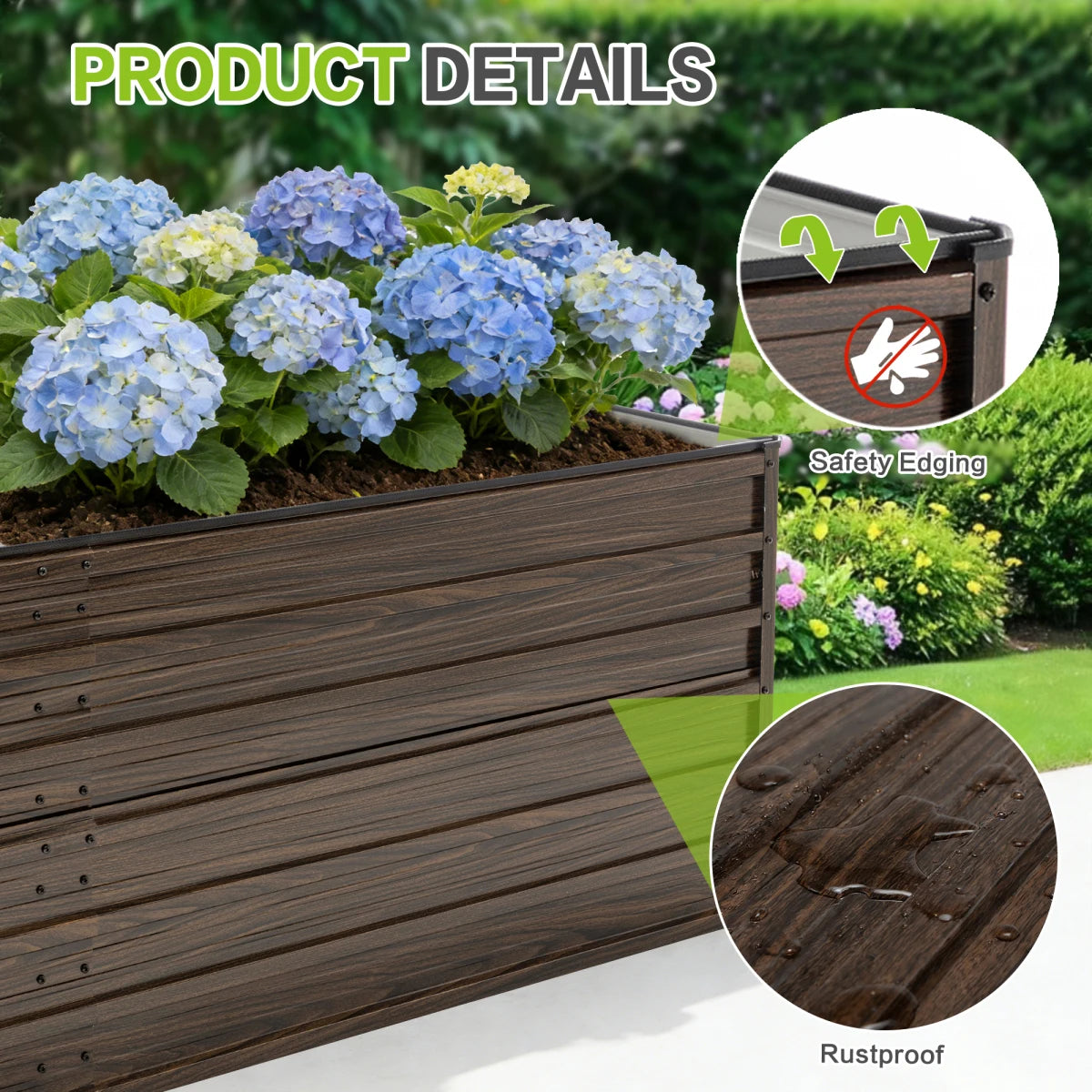 Rustproof Steel Raised Garden Bed Planter With Drainage