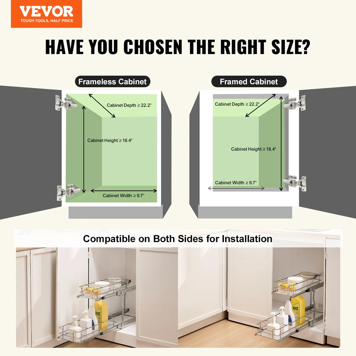 Vevor Heavy Duty Pull Out Kitchen Cabinet Organizer