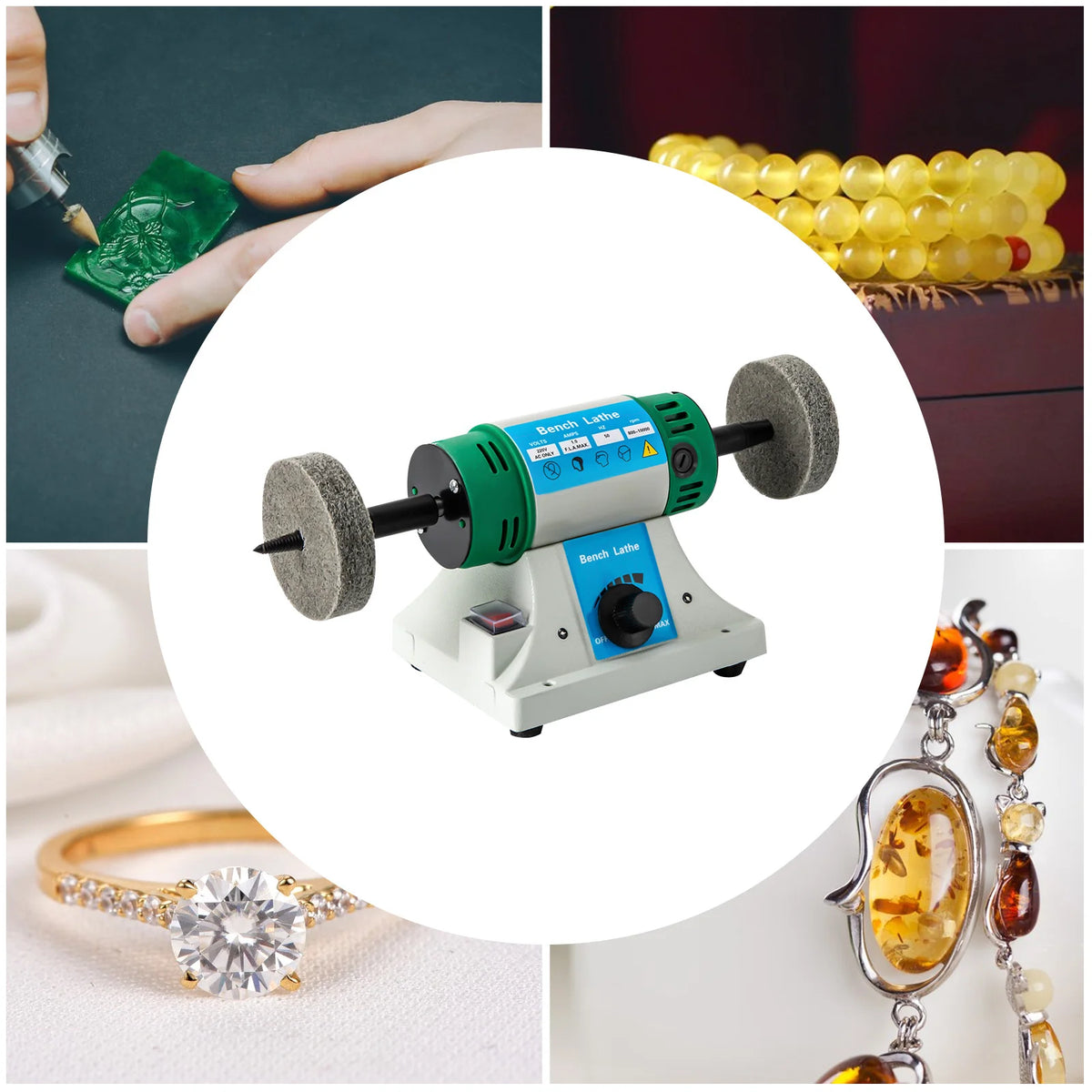 CNCEST Polishing Machine Desktop Lathe Grinding Jewelry Metal Jade Polisher