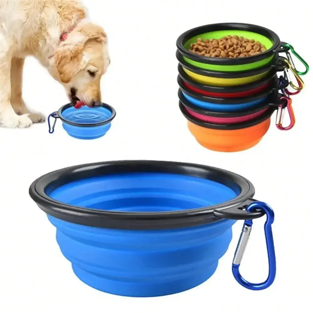 Folding Portable Dog Feeder Bowl 2 In 1 Pet Dispenser For Travel