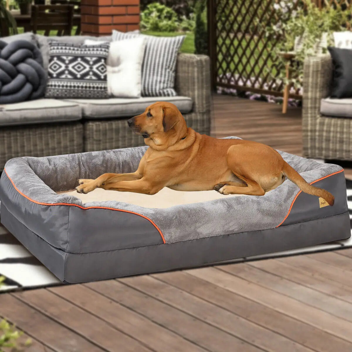 BINGOPAW Orthopedic Dog Bed With Bolster And Removable Cover