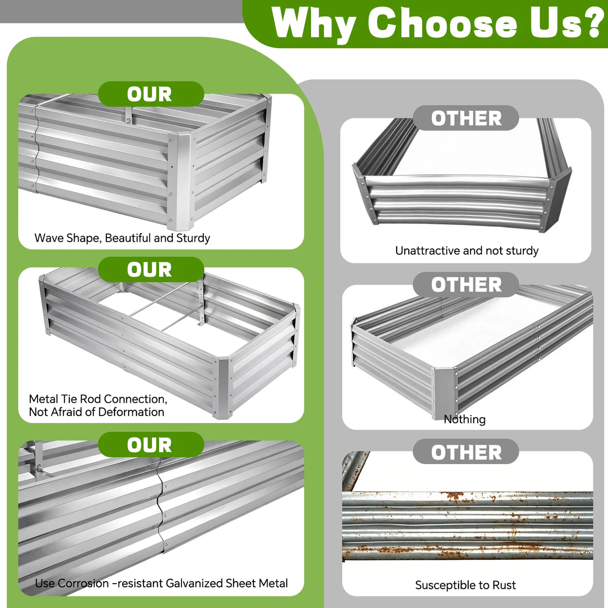 Modern Galvanized Metal Raised Garden Bed And Planter Box