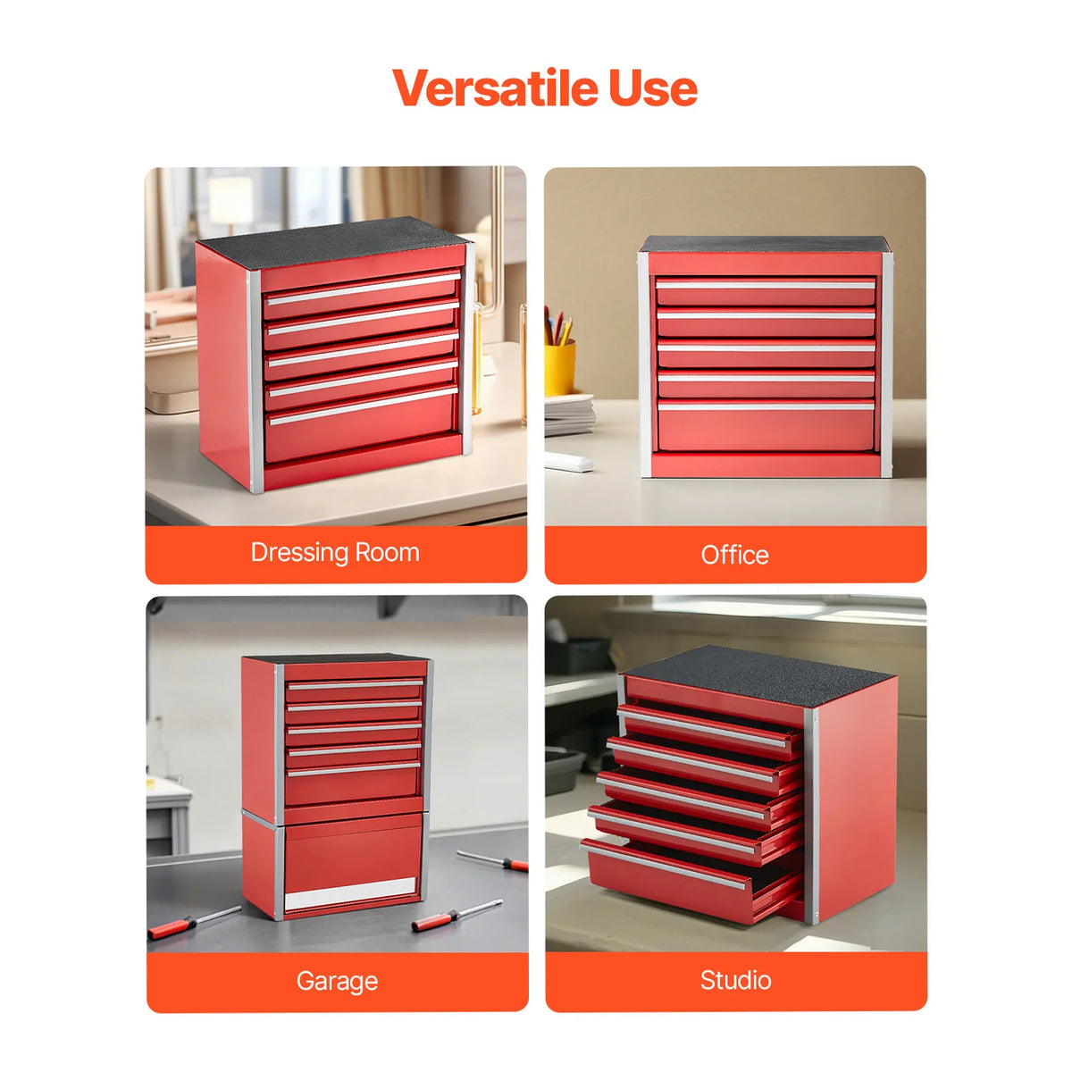 SucceBuy 5-Drawer Metal Tool Box Portable Garage Workshop Storage