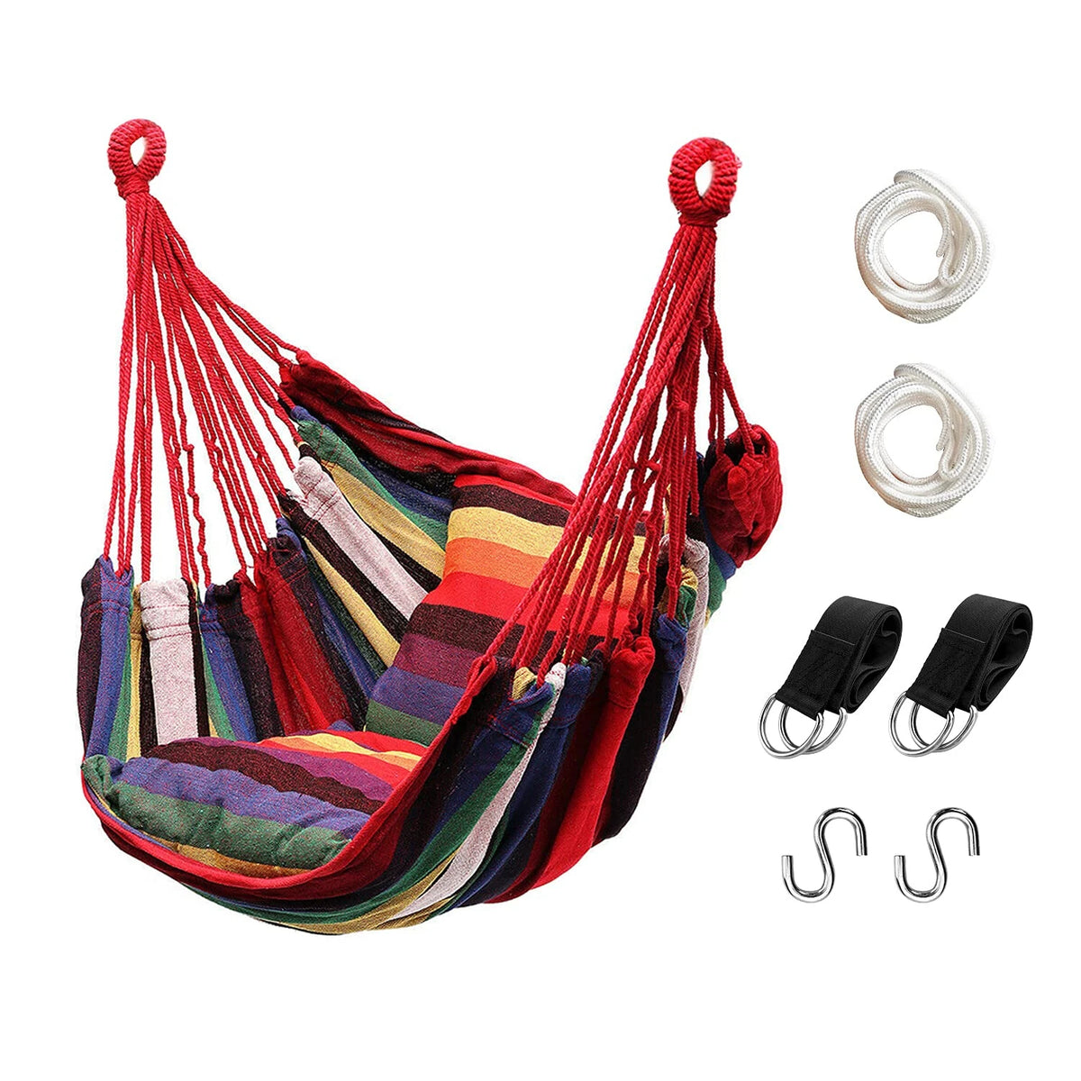 Outdoor Hanging Hammock Swing Chair With Two Comfortable Seat Cushions
