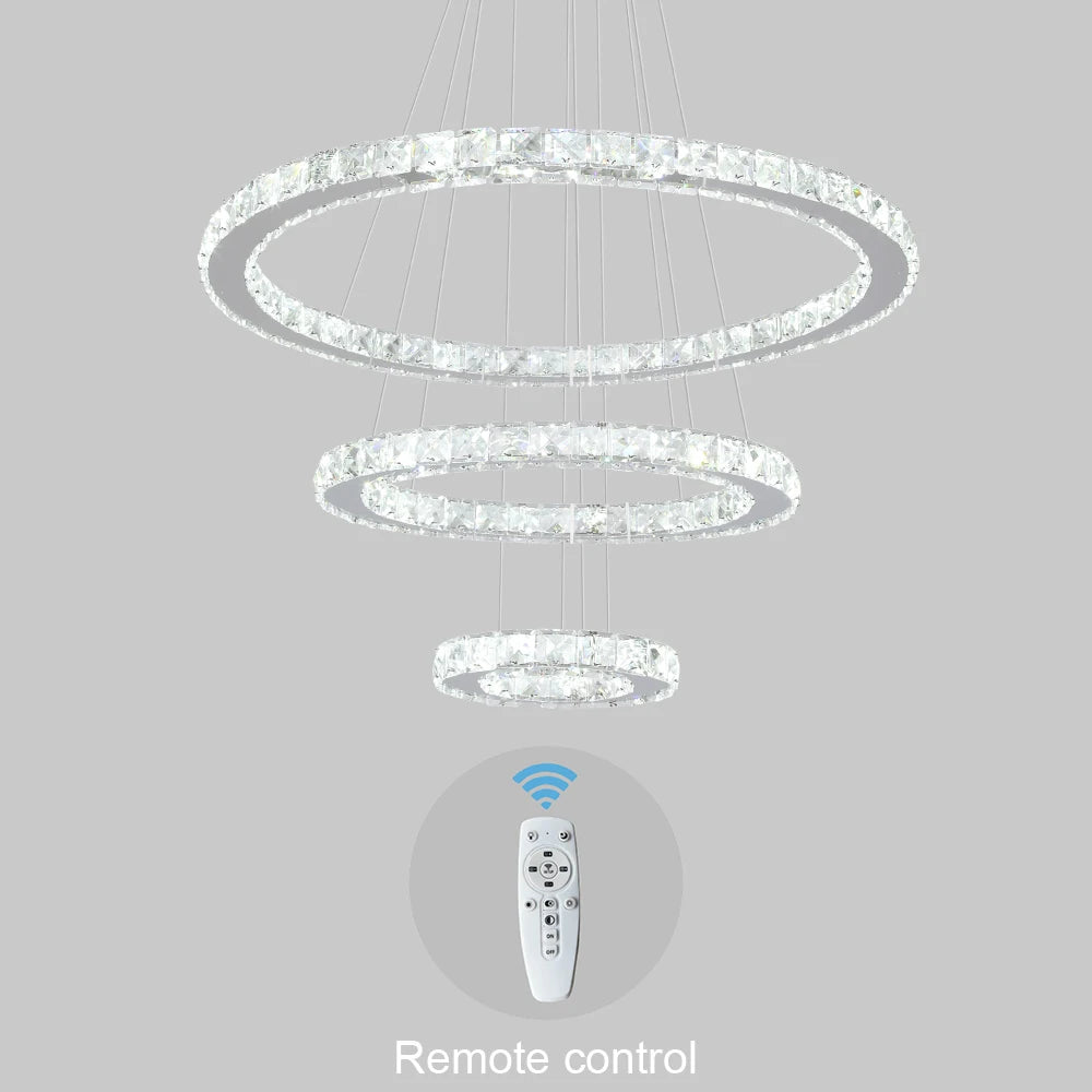 Modern Pendant Light K9 Crystal Chandelier DIY Rings Led Hang Ceiling Lamp Home Decor Chrome Lustre Fixtures Dining Living Room