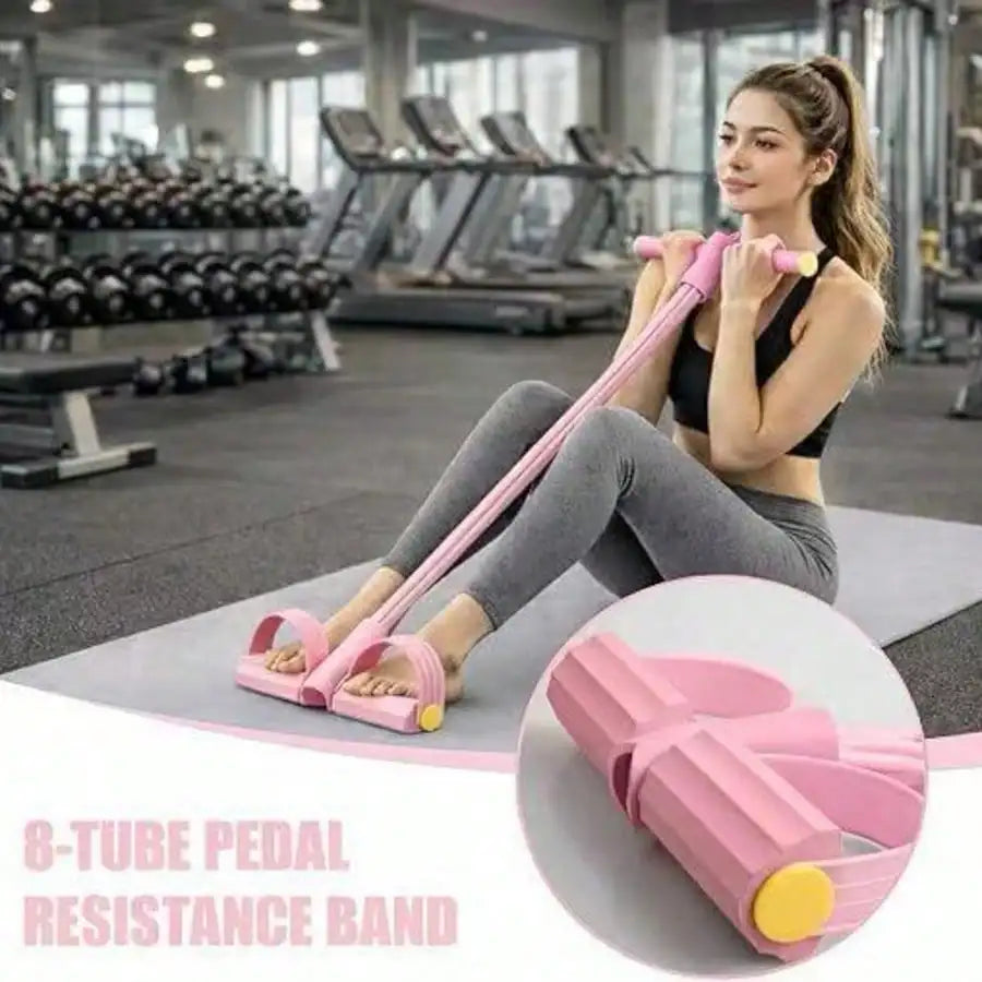 4 Tubes Pedal Resistance Bands, Heavy Duty Leg Hip Booty Trainer, Portable Home Gym Pilates Fitness Equipment For Women Full Body Workout