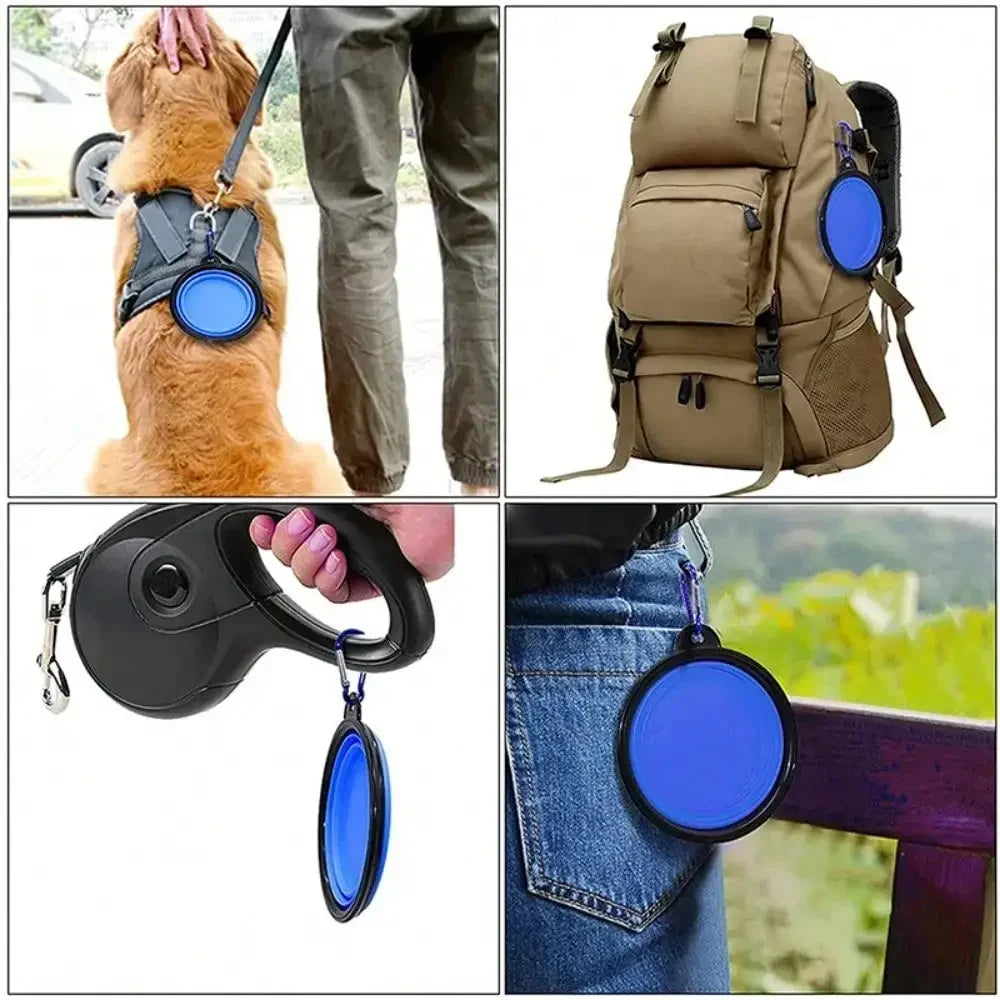 Folding Portable Dog Feeder Bowl 2 In 1 Pet Dispenser For Travel