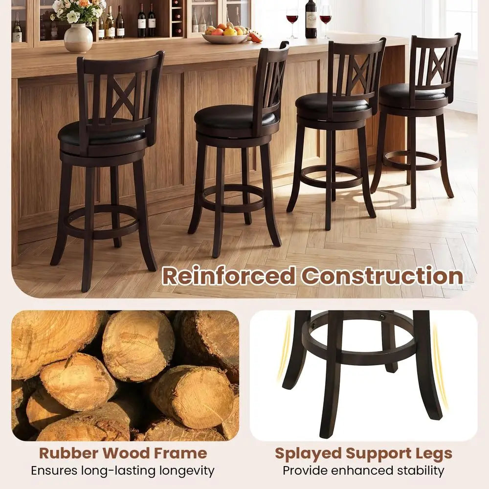 Swivel Bar Stools Set of 2 With Footrest