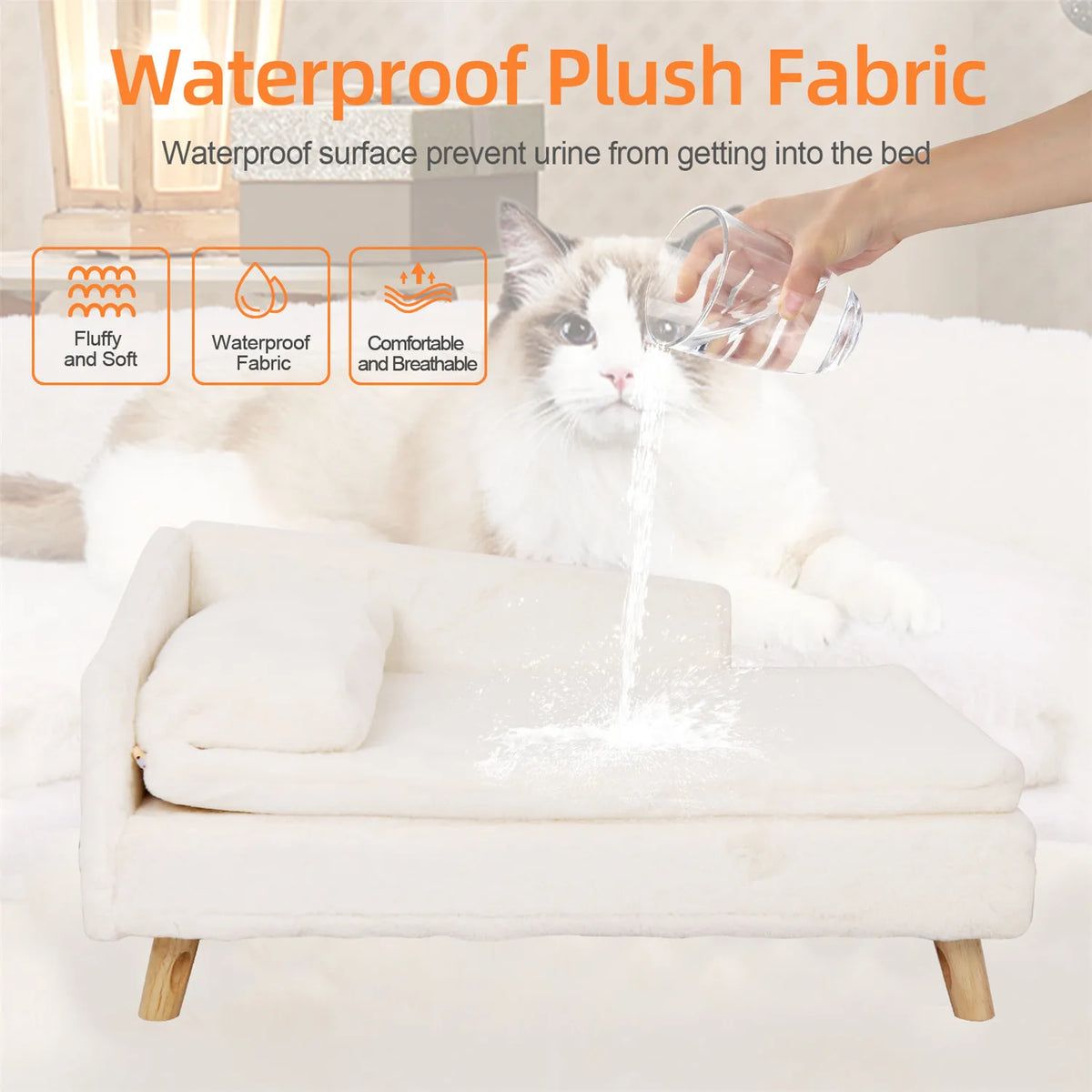BINGOPAW Elevated Waterproof Plush Pet Sofa Lounger