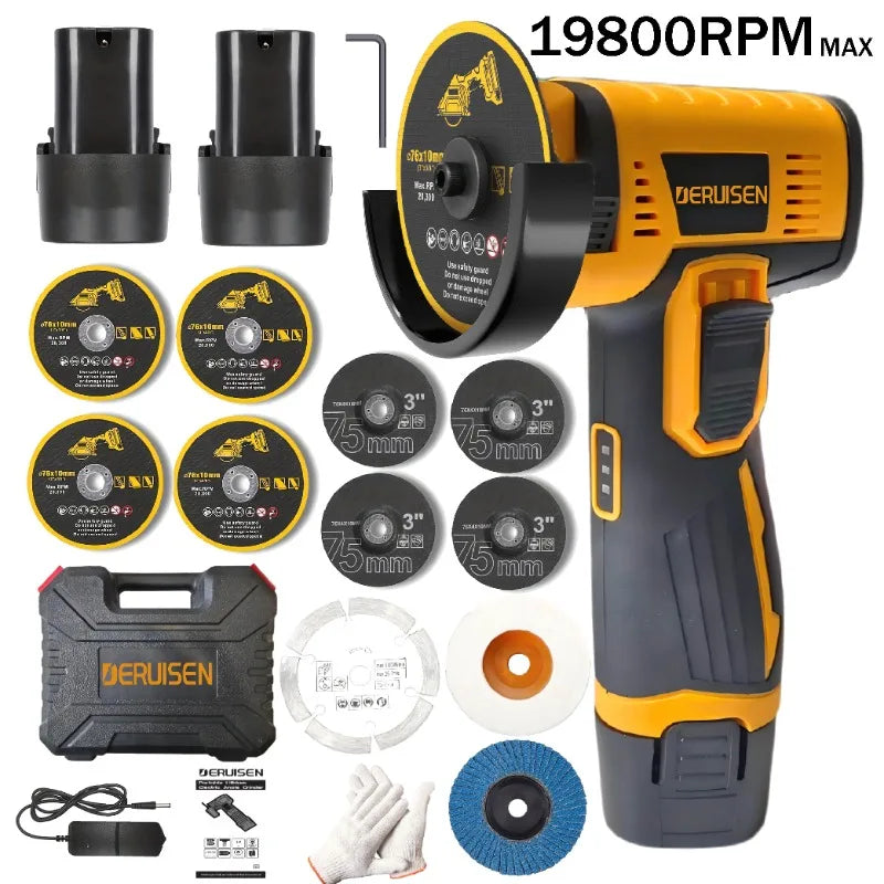 19800 RPM Mini Wireless Angle Grinder, Electric Grinding And Polishing Tool, Includes 1/2 Battery Lithium Electric Grinder, Suitable For Metal, Wood, Stone And Concrete, Precision Polishing Machine, A Perfect Gift Choice For