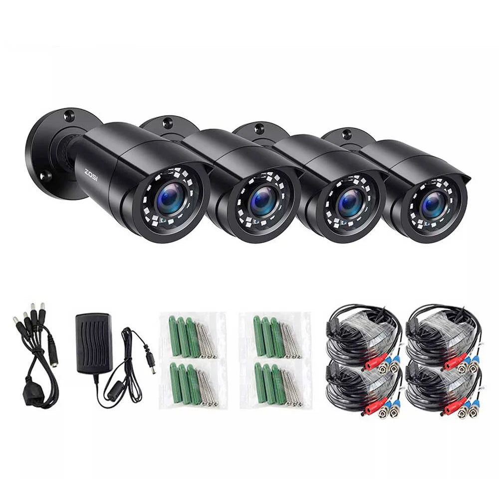ZOSI 1080P Outdoor Indoor Weatherproof Bullet Surveillance Cameras 4 Pack