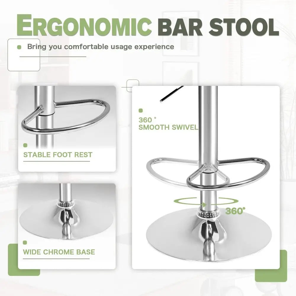 Modern PU Leather Swivel Adjustable Hydraulic Bar Stool Set