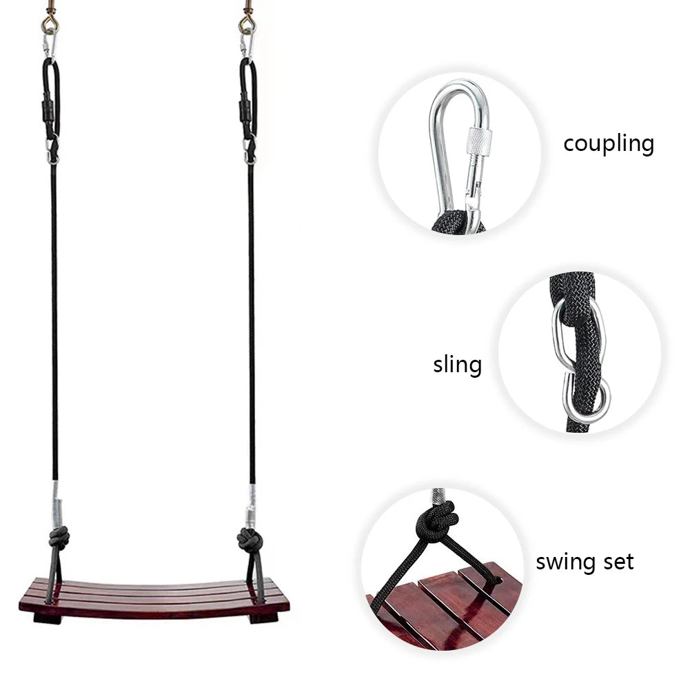Solid Wood Outdoor Swing Seat With Adjustable Rope