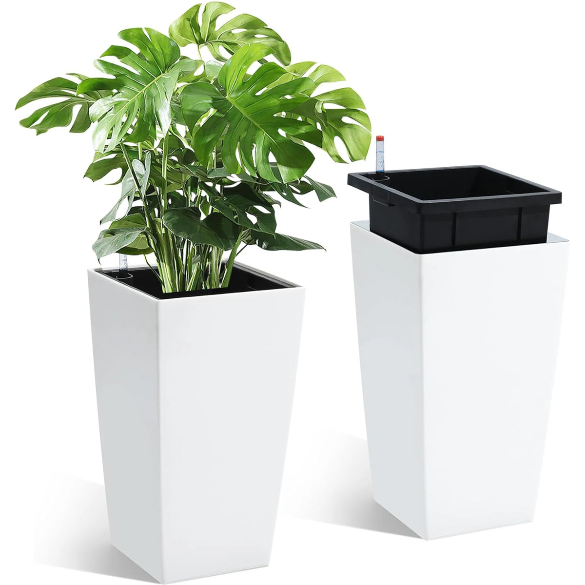 HiMISS Self Watering Tall Planter Pots With Drainage Design