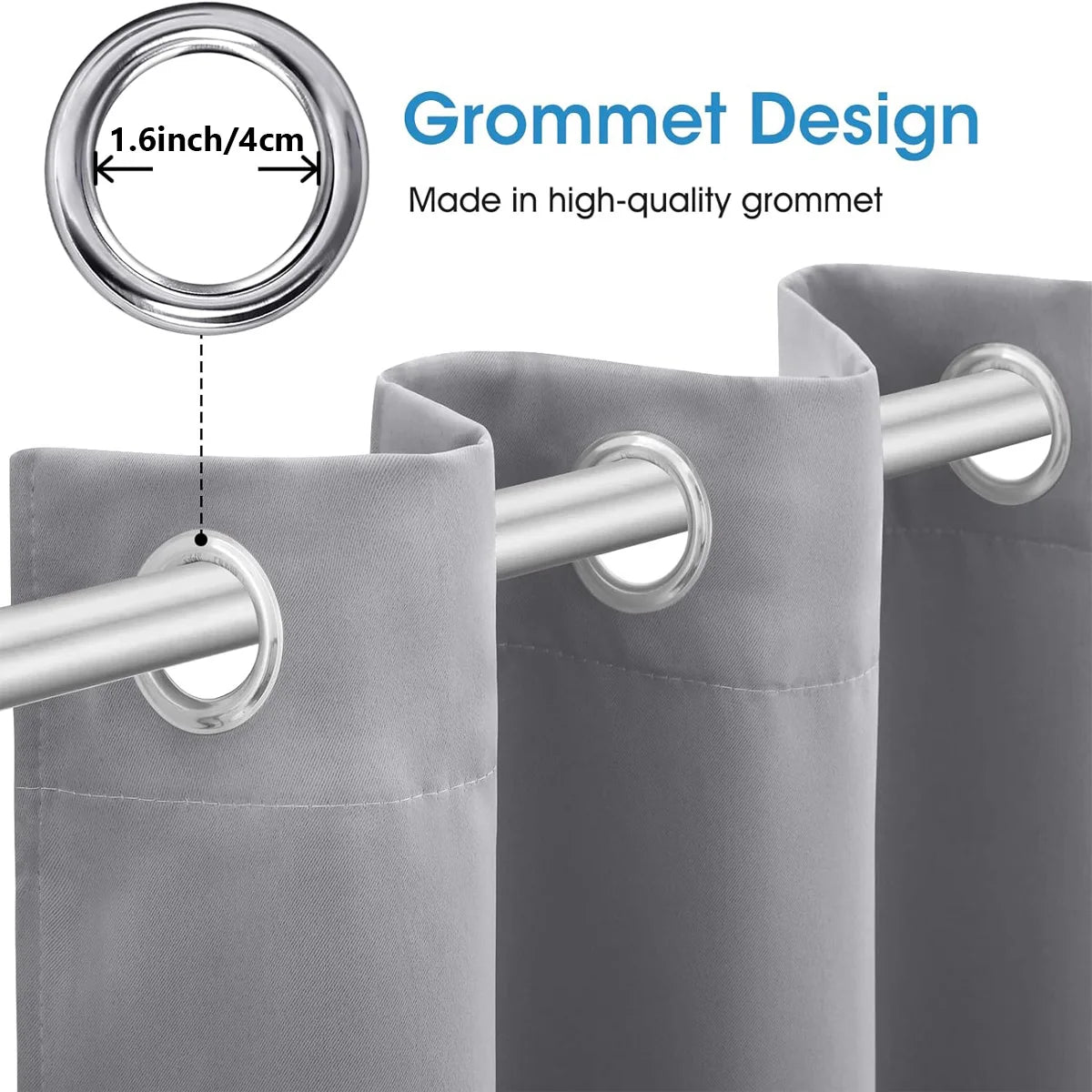 4 Pack Blackout Grommet Curtains For Bedroom And Living Room