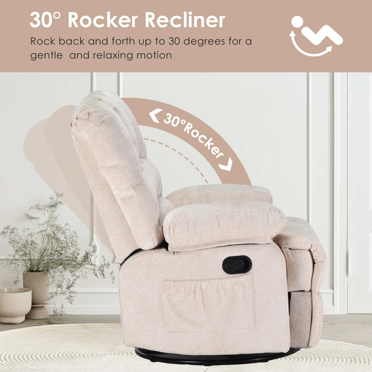 Farini Modern Swivel Rocker Recliner Chair For Living Room