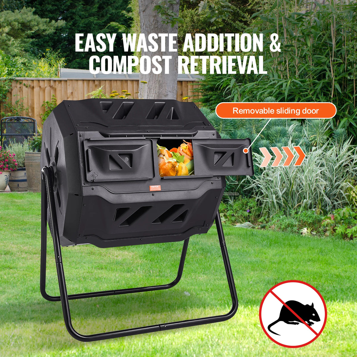SucceBuy Dual Chamber Composting Tumbler Bin For Garden