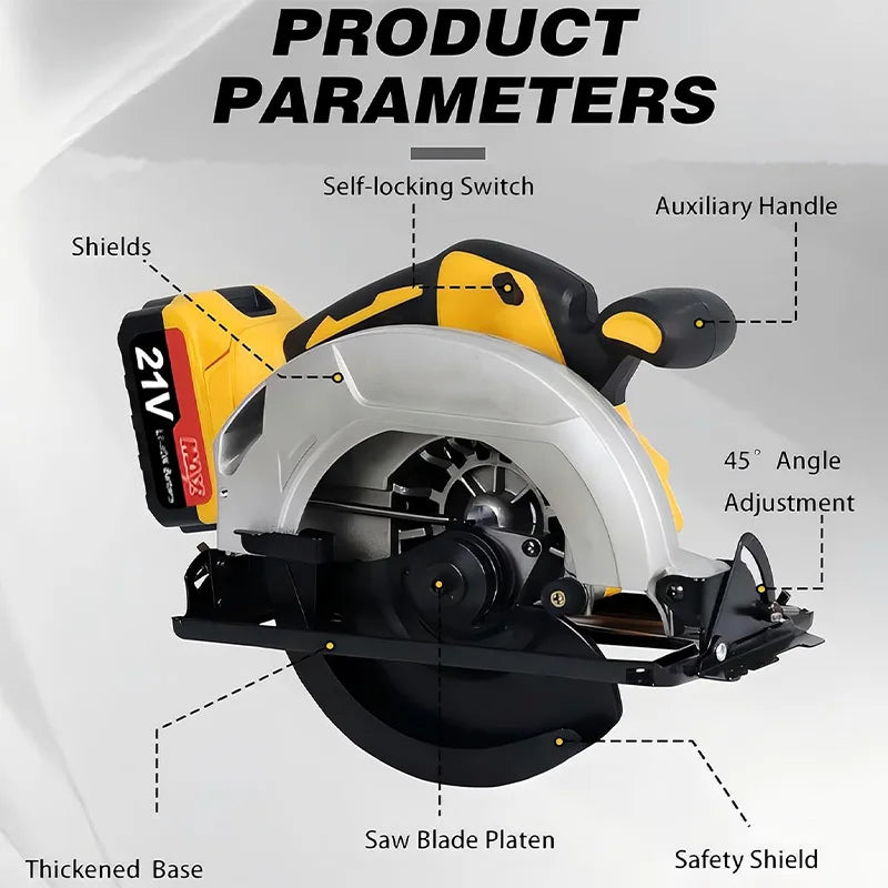 Cordless Circular Saw For DEWALT 20V MAX Battery, 7-1/4 Inch Brushless Power Circular Saws, 0-50 Degree Bevel Capability, Lightw