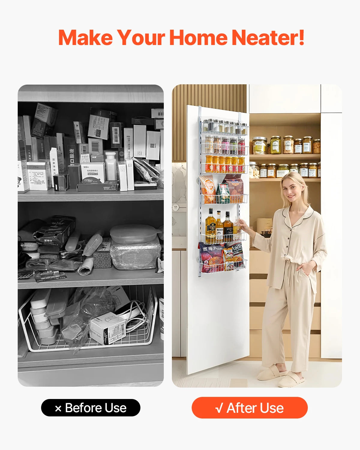 SucceBuy Heavy Duty Over The Door Pantry Spice Rack