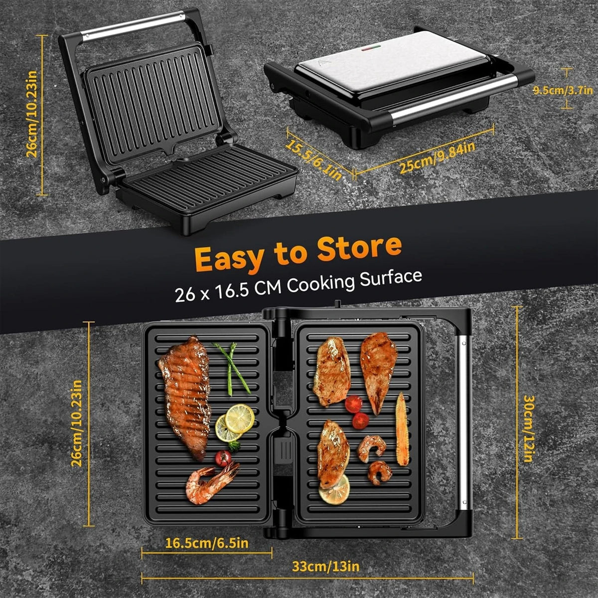 Yashe 1200w Panini Grill Press And Sandwich Maker