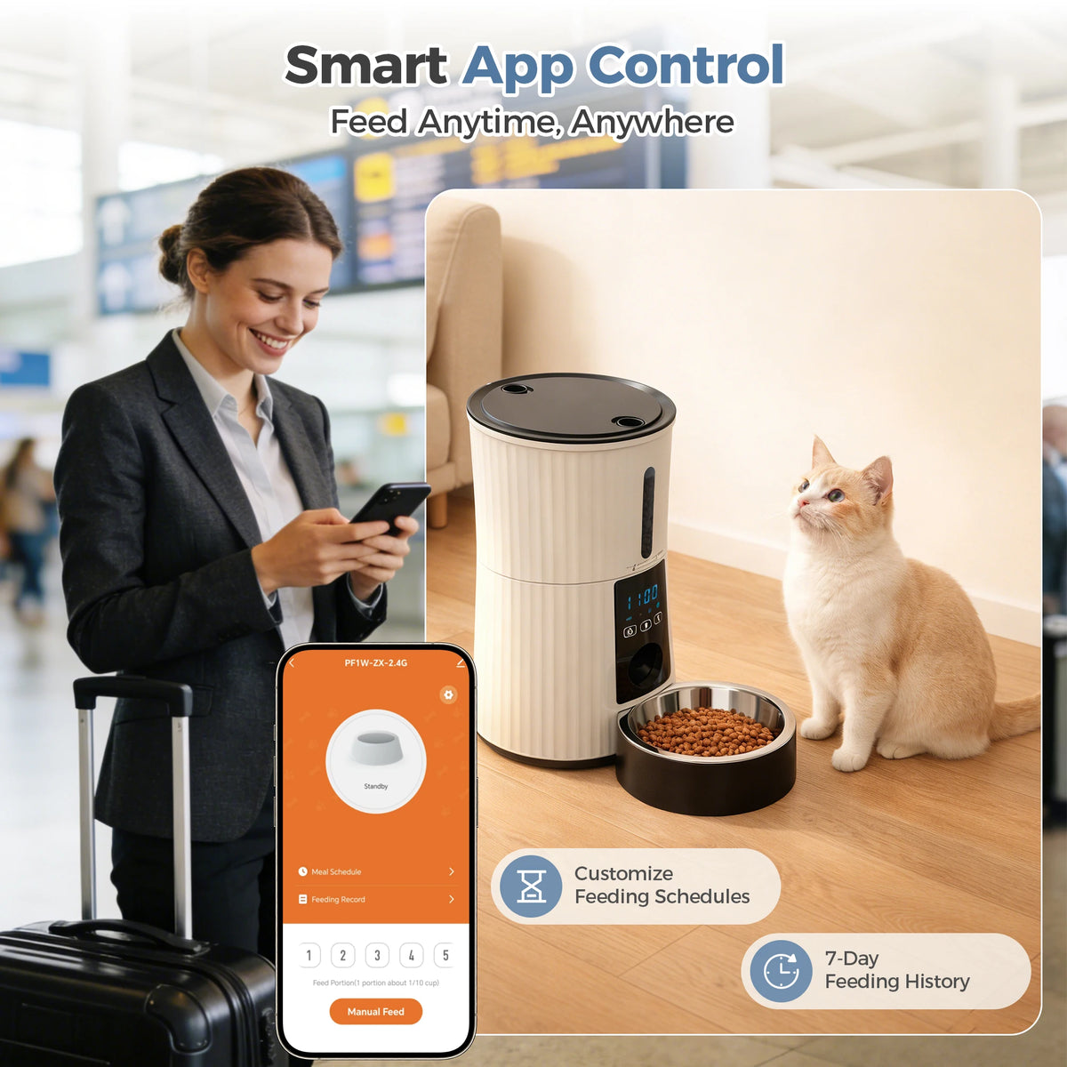 Automatic Cat Feeder WiFi Timed Dispenser App Control