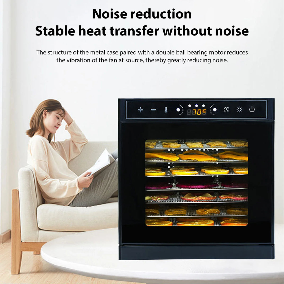 Stainless Steel Food Dehydrator With Viewing Window And Adjustable Controls