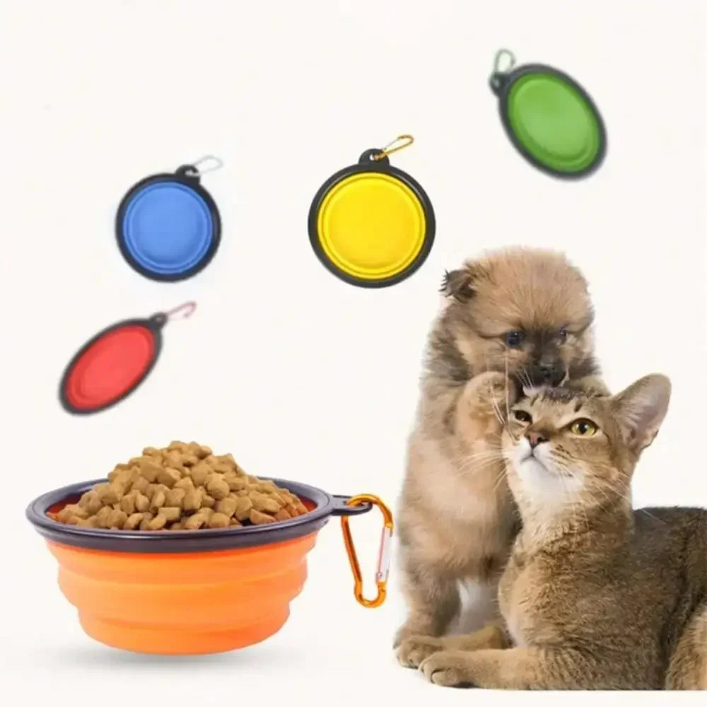 Folding Portable Dog Feeder Bowl 2 In 1 Pet Dispenser For Travel