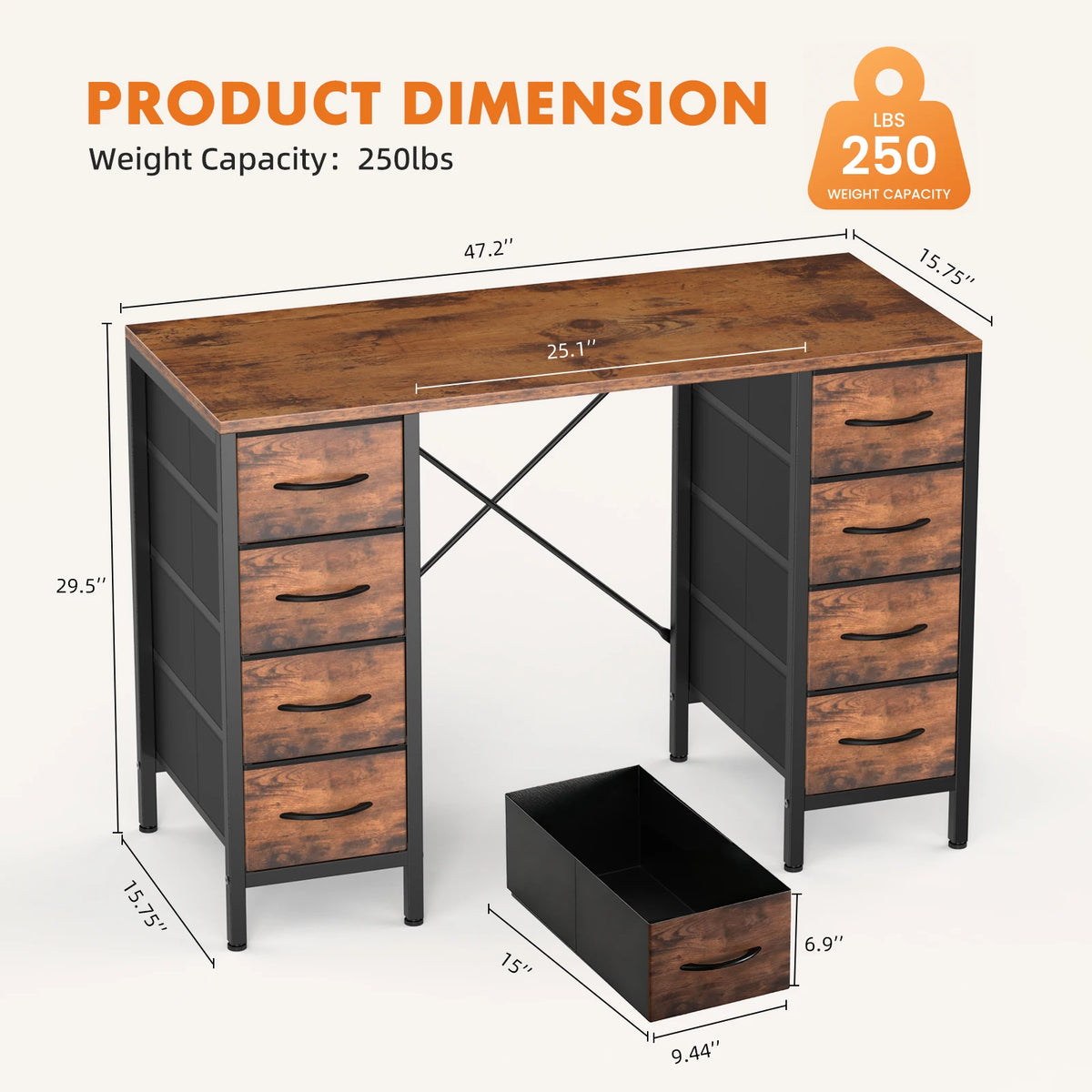 Jhk 47 Inch Modern Office Computer Desk With X Frame