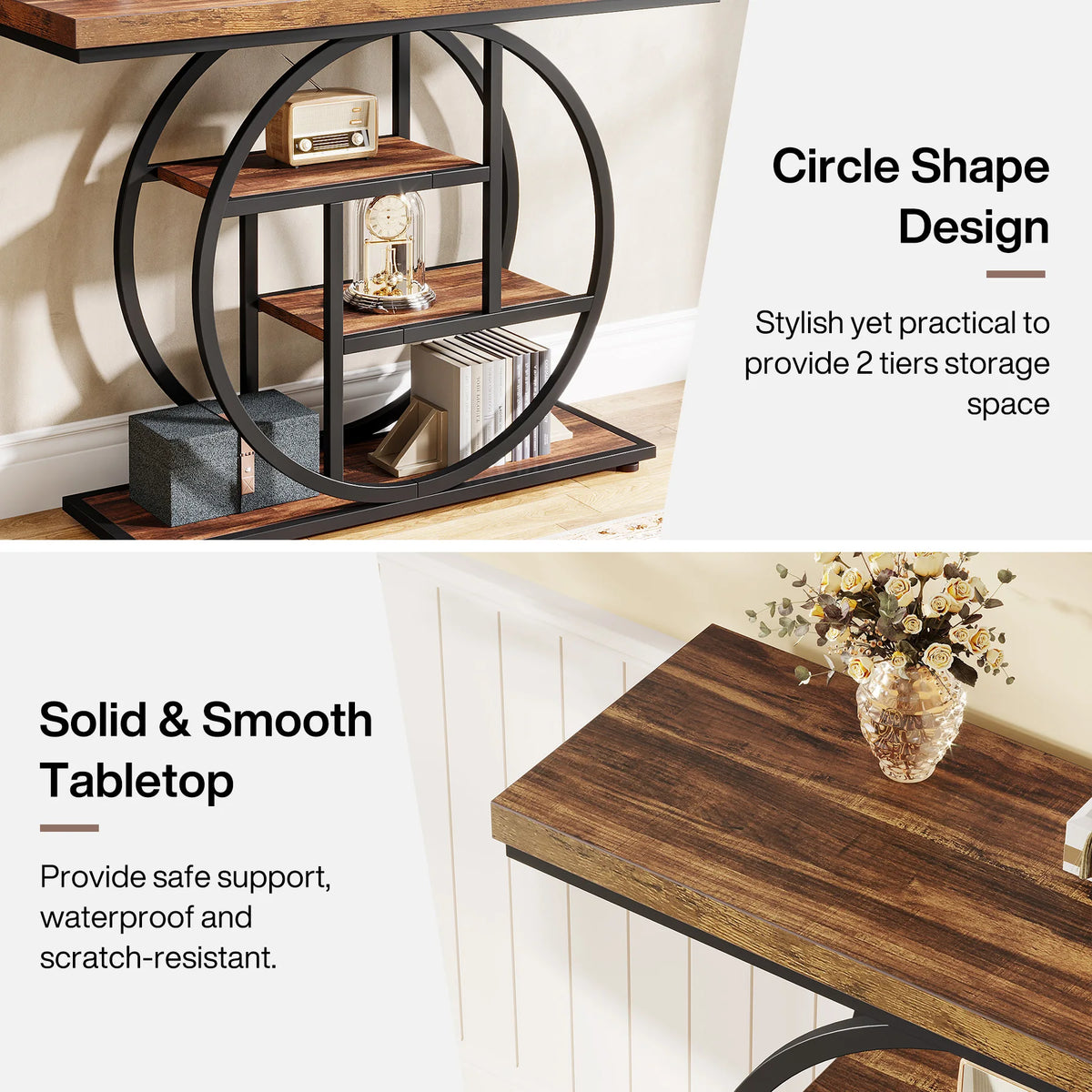 Tribesigns Industrial Four Tier Console Table with Storage for Entryway
