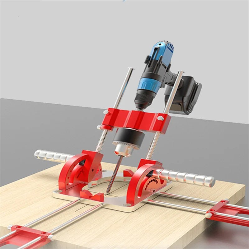 ENJOYWOOD Aluminum Alloy Drill Locator With Scale Precise Positioner Multi-Angle Adjustable Drill Guide Dowel Jig Puncher DIY