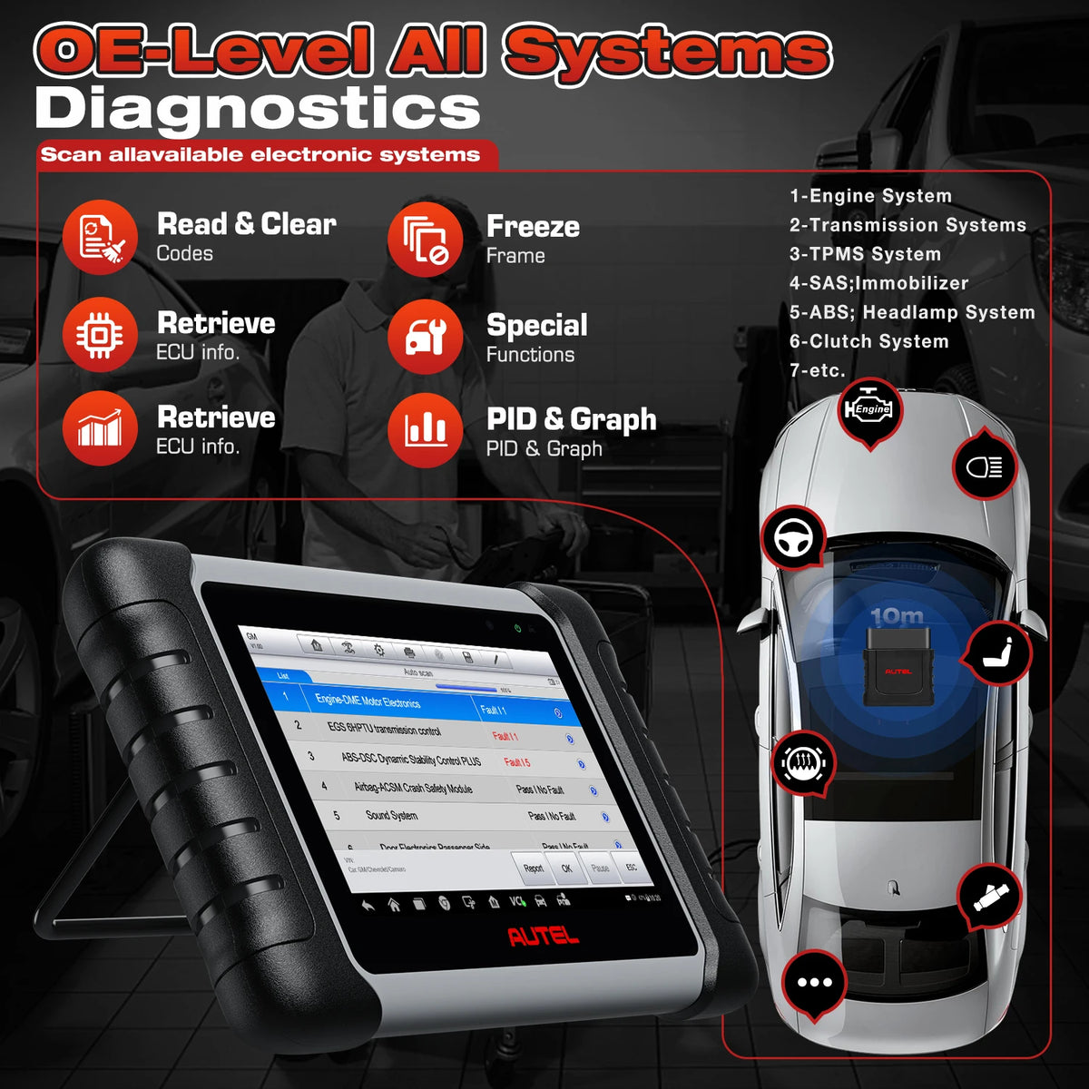 Autel MaxiCOM MK808BT PRO Car Diagnostic Tool Bluetooth OBD2 Scanner