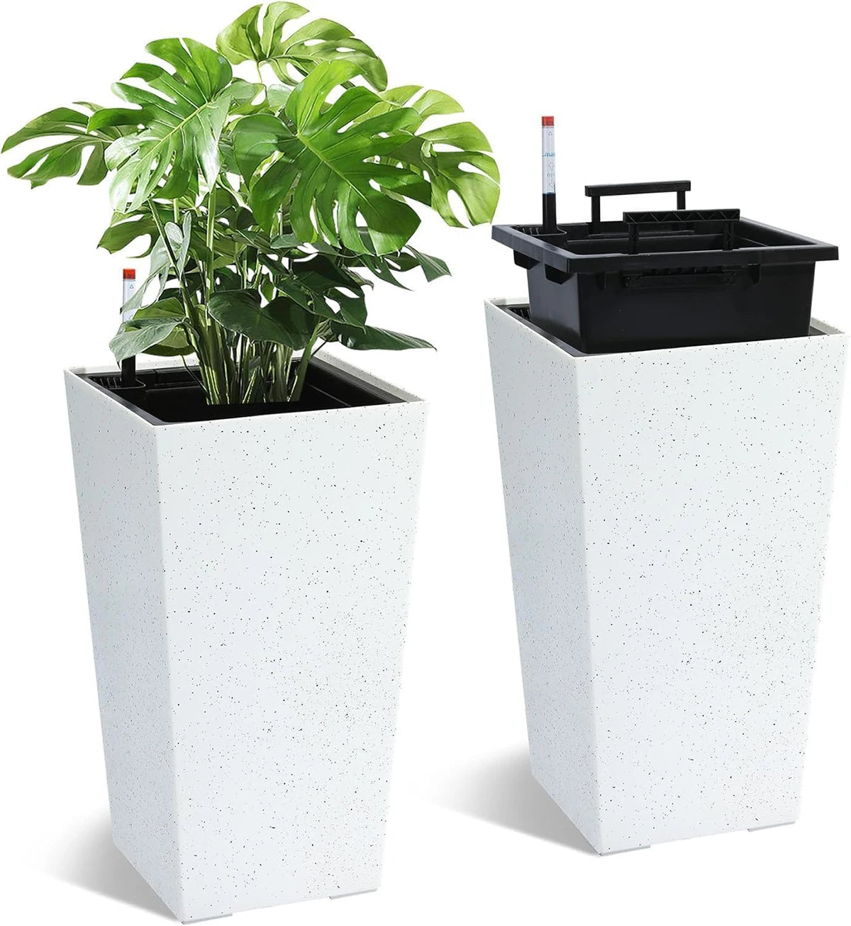 Twister Rectangular Planters Set With Drainage For Indoor And Outdoor