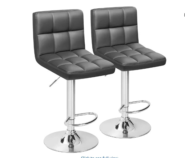Furmax Swivel Adjustable PU Leather Hydraulic Bar Stools Set of Two