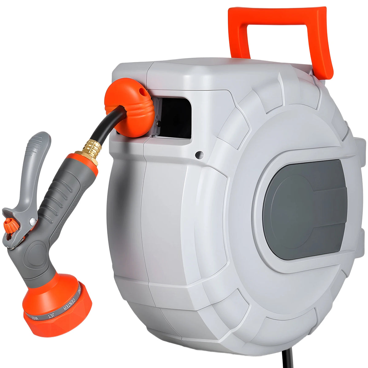 Wall Mounted Retractable Garden Hose Reel With Sprayer Nozzle