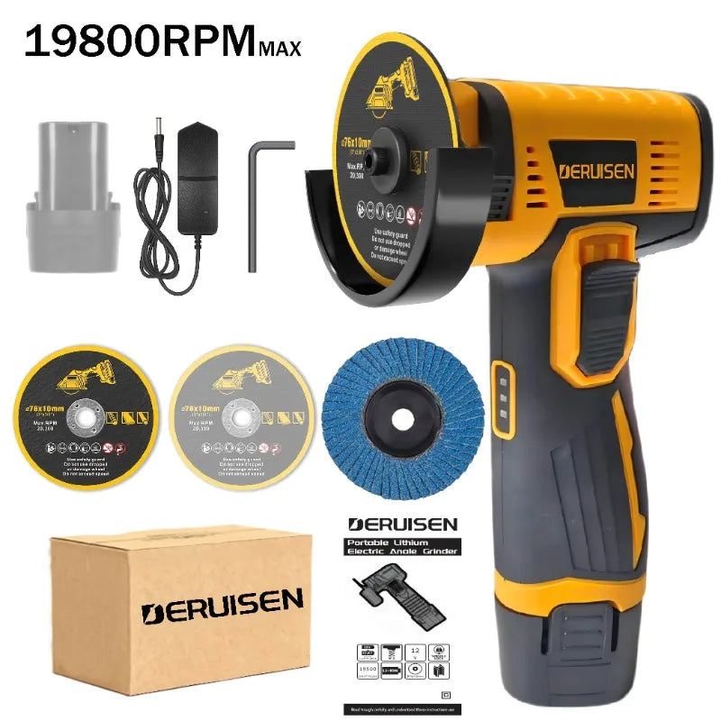 19800 RPM Mini Wireless Angle Grinder, Electric Grinding And Polishing Tool, Includes 1/2 Battery Lithium Electric Grinder, Suitable For Metal, Wood, Stone And Concrete, Precision Polishing Machine, A Perfect Gift Choice For