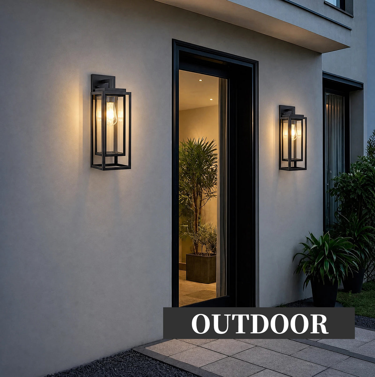 ARLGSITE Farmhouse Iron Exterior Wall Sconce Clear Glass