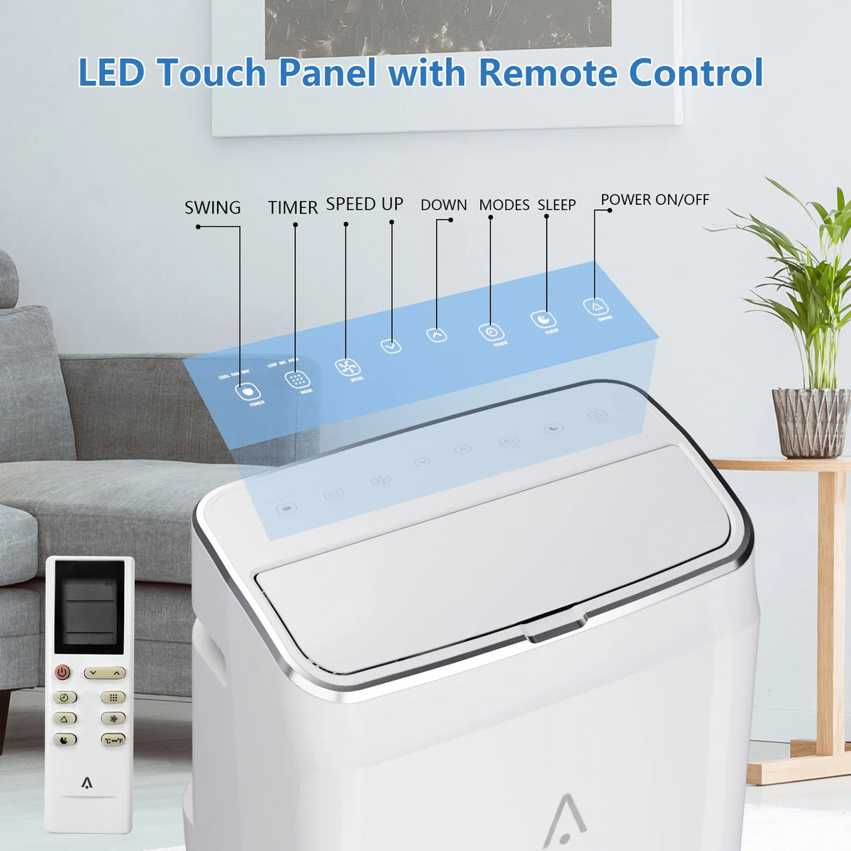 HiMISS 14000 BTU Portable Air Conditioner With Dehumidifier And Fan