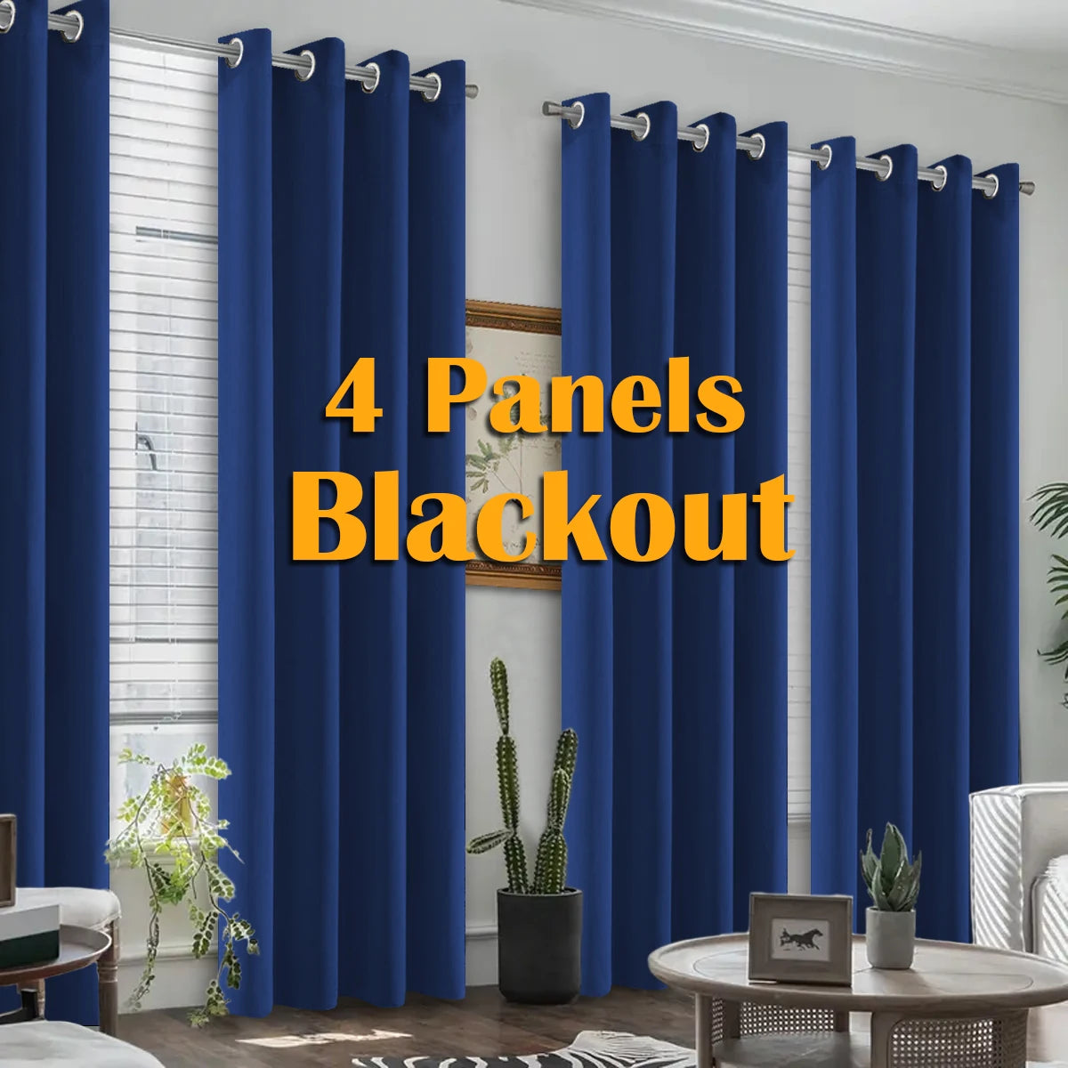 4 Pack Blackout Grommet Curtains For Bedroom And Living Room